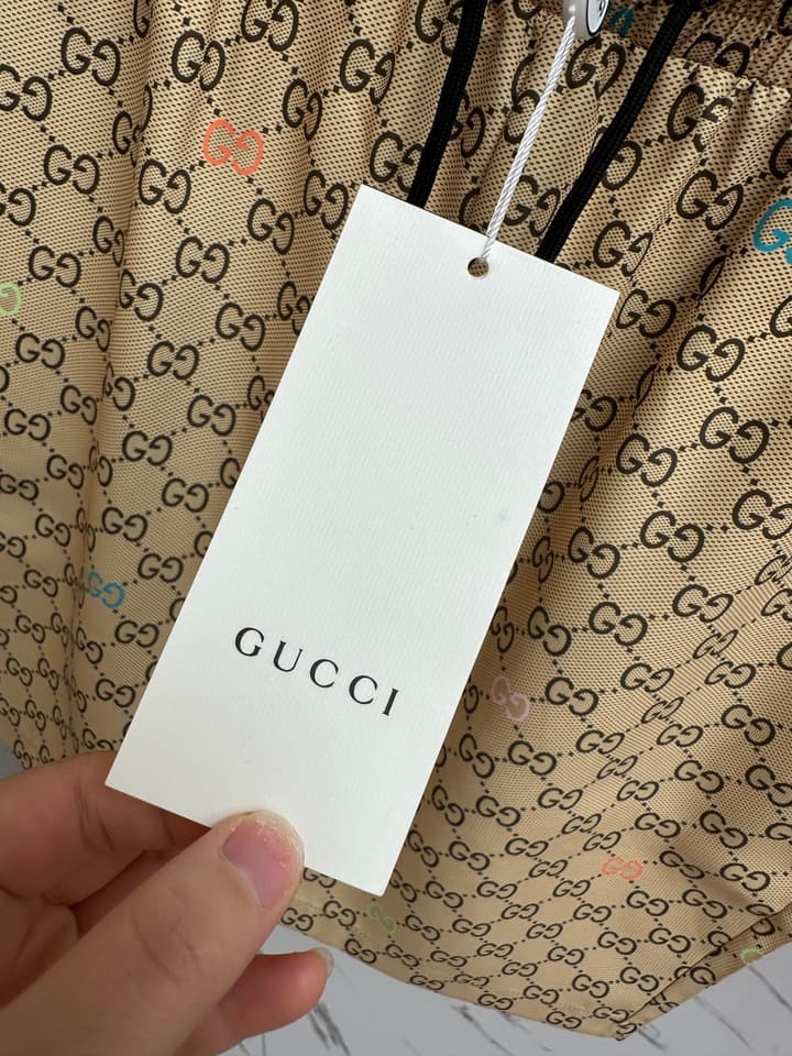 Gucci Men's Casual Beach Shorts – 2025SS in Beige GG Monogram