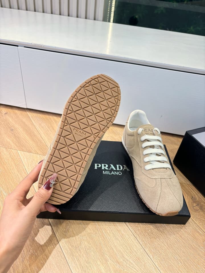 Prada FW25 German Training Shoes in Dark Brown Suede