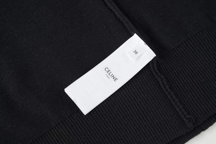 Celine Embroidered Triomphe Knit Polo in Classic Black