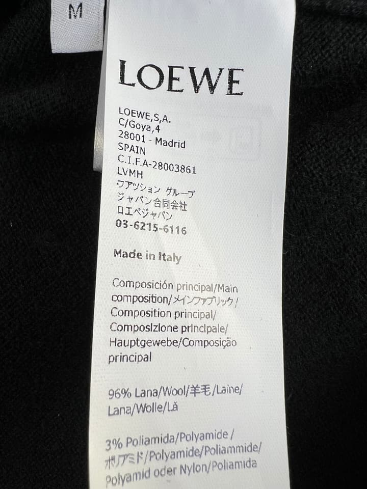 Loewe Embroidered Crewneck Sweater – 26SS in Black With Grey Trim