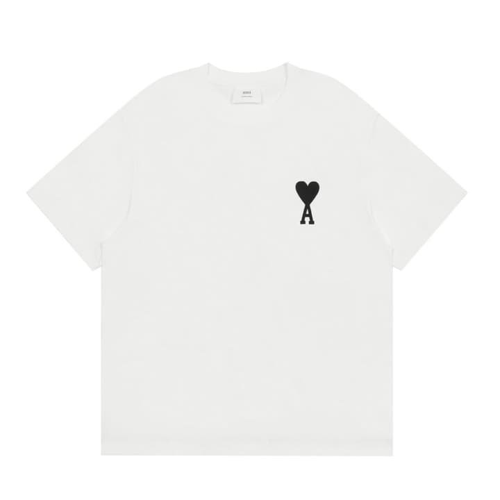 Ami Paris Classic Heart Embroidered T-Shirt – 2025SS in White With Black Logo
