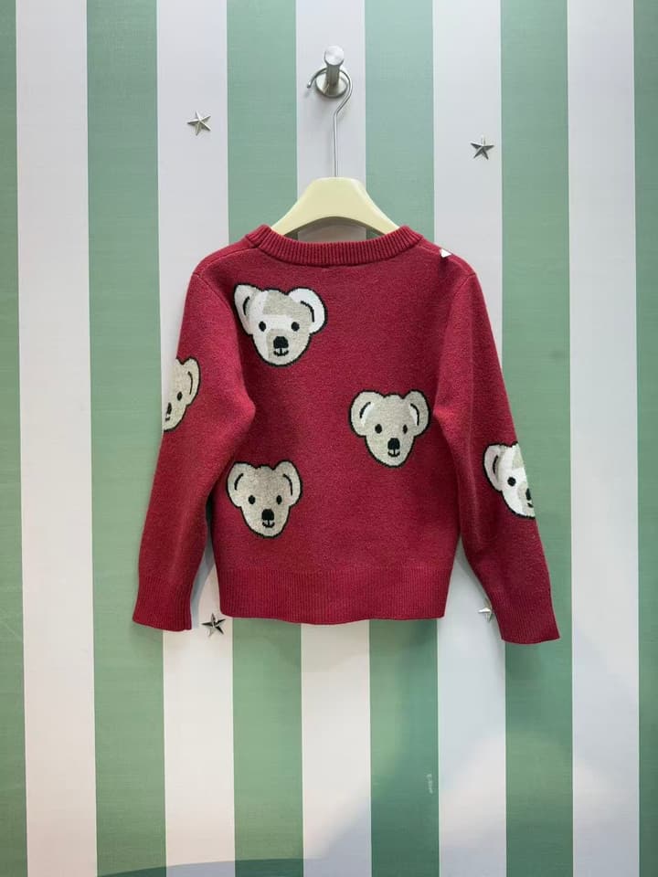 Burberry Classic Kids Knitted Cardigan – 2025SS – Kids Collection in Deep Red Bear Sweater