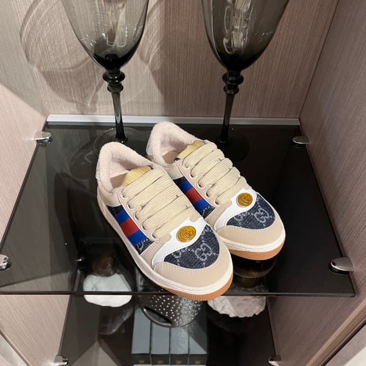 Gucci Rhyton Distressed Sneakers – Kids Collection – 2023SS in Navy Blue Toe