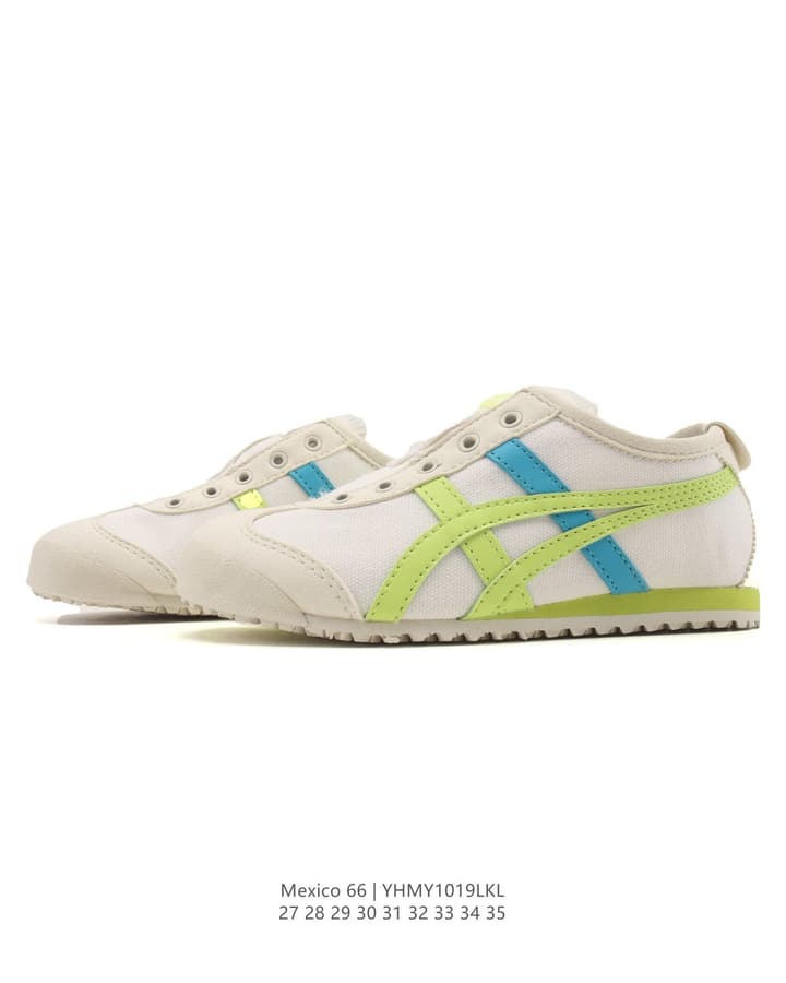 Onitsuka Tiger Mexico 66 Classic Sneakers – Kids Collection in Cream With Blue And Red Stripes