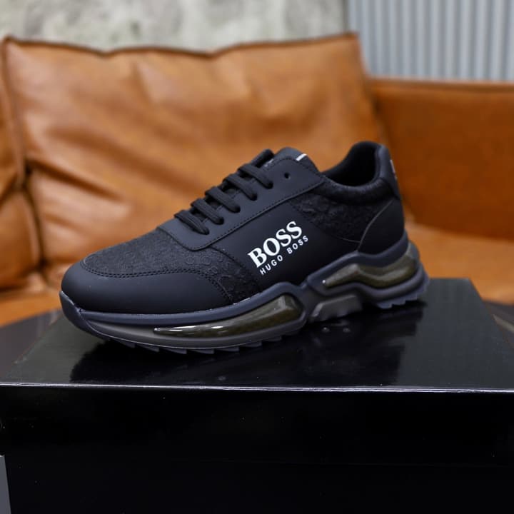 Boss Men's Knit Sport Sneakers in Grey