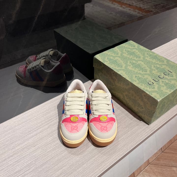 Gucci Rhyton Distressed Sneakers – Kids Collection – 2023SS in Navy Blue Toe