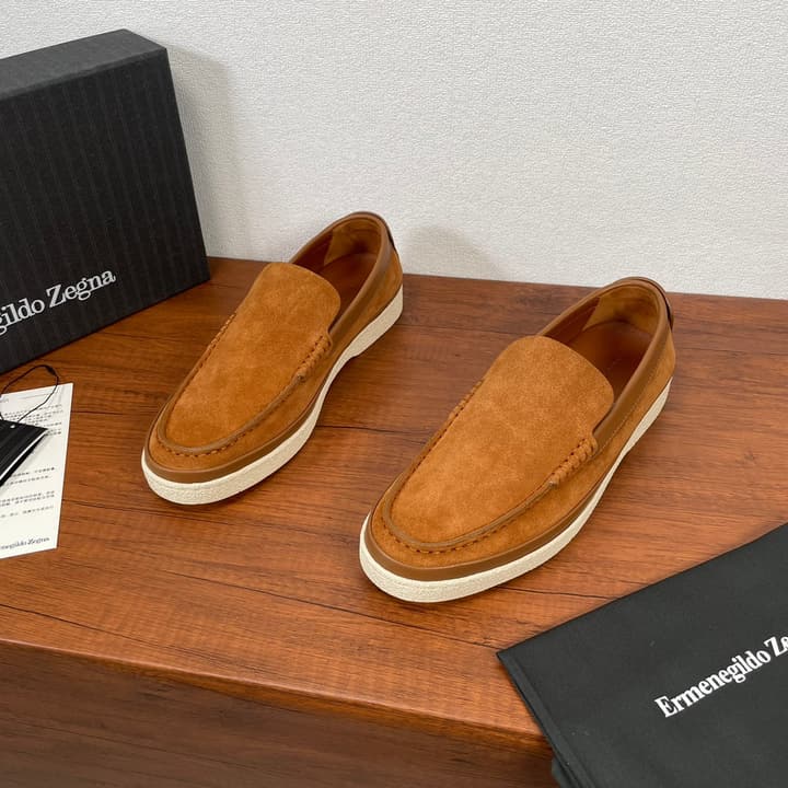 Zegna Men's Suede Leather Slip-On Loafers in Black Suede Loafer