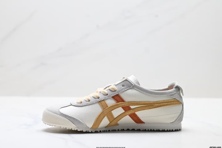 Onitsuka Tiger Mexico 66 NIPPON MADE Sneakers in Cream With Gold And Orange Stripes