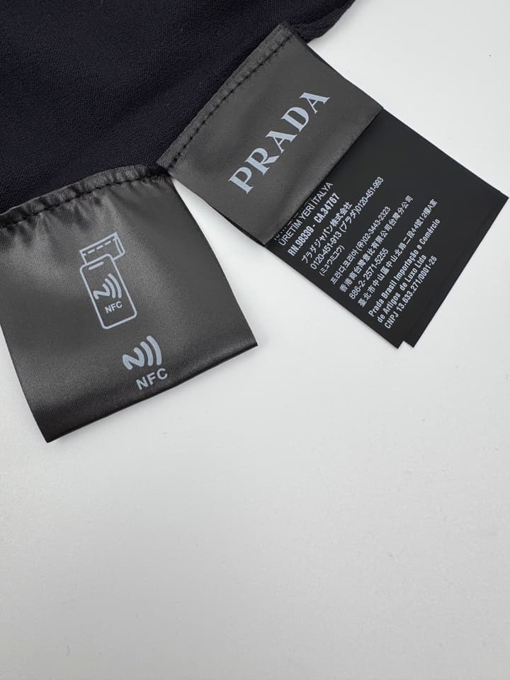 Prada Embroidered Zipper Long-Sleeve Polo Shirt