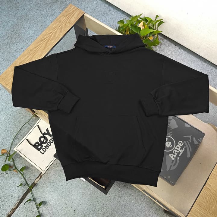 Louis Vuitton Embroidered Patch Logo Hoodie – 2025FW in Classic Black