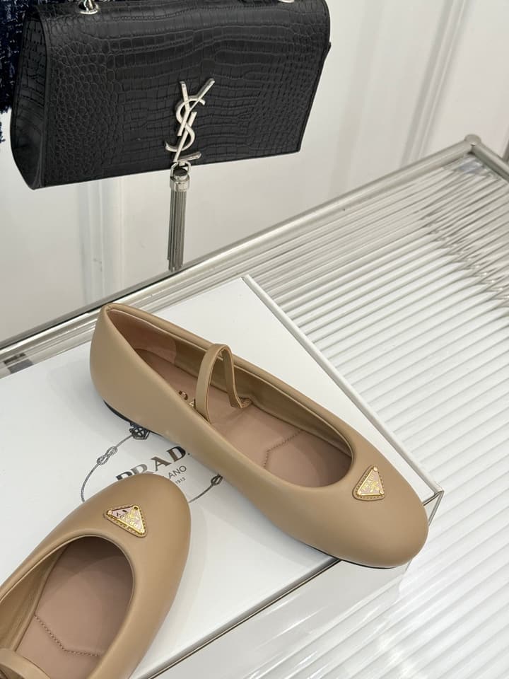 Prada Classic Mary Jane Flats in Cream