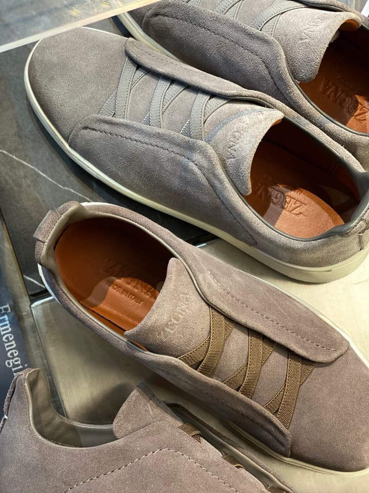Zegna Triple Stitch Leather Sneakers in Black Smooth Leather