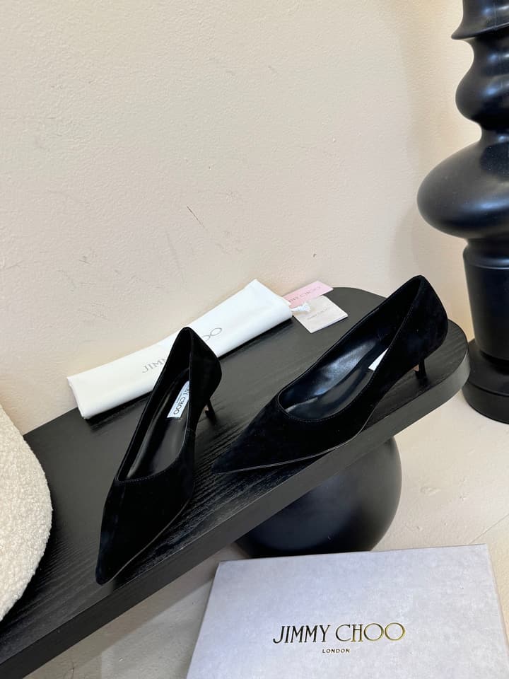 Jimmy Choo Suede Pumps – 2025 Fall Collection in Black Velvet