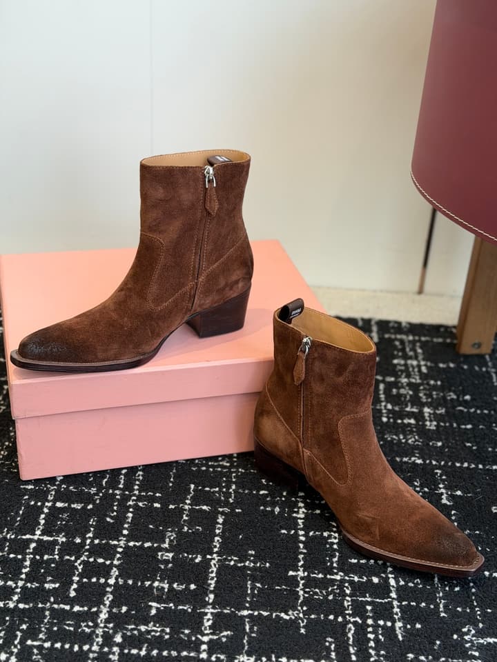 Miu Miu Distressed Leather Cowboy Biker Boots – 2026SS