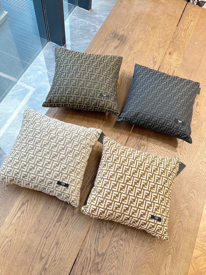 Fendi Casa Monogram Houndstooth Pillow in Dark Grey