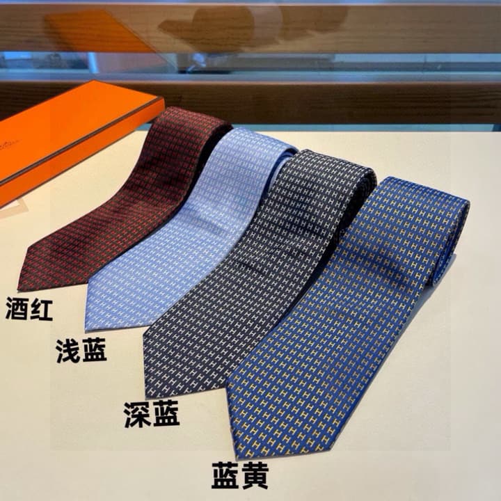 Hermès Men's H-Letter Silk Tie – New Collection in Burgundy