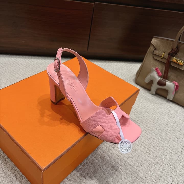 Hermès Eremite 80 Heeled Sandals in Blush Pink