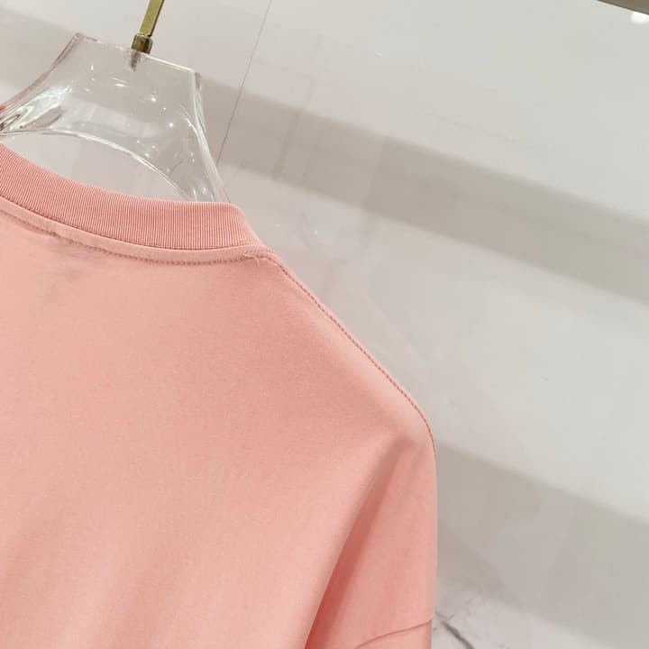 Loewe Cat Embroidery Cotton T-Shirt in Apricot