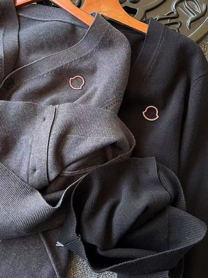 Moncler Merino Wool Knitted Cardigan in Black