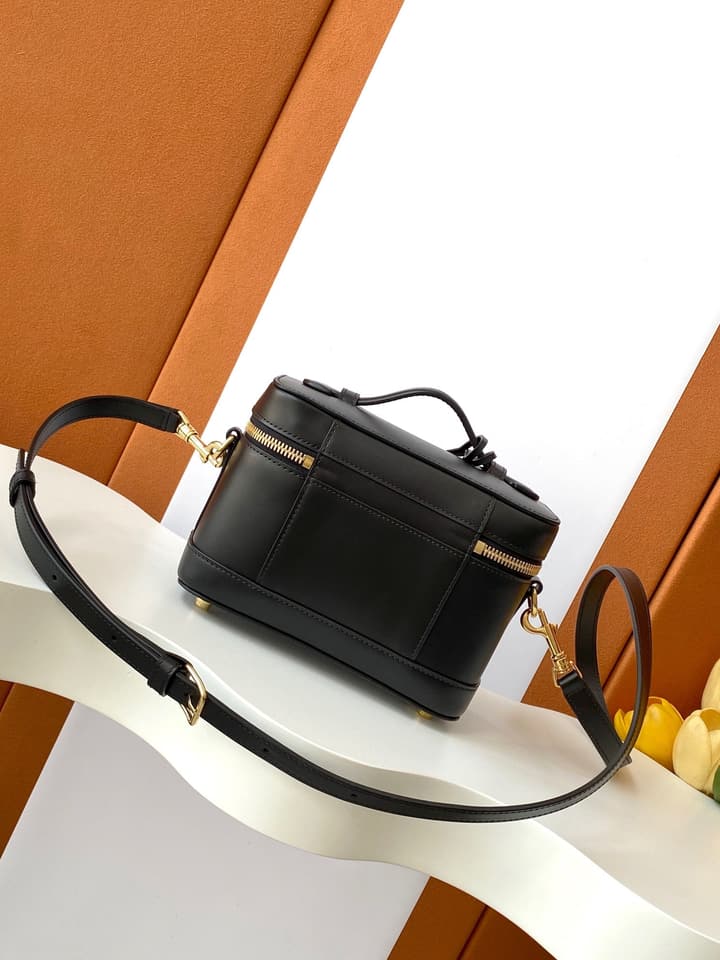 Celine Vanity Box Bag in Black Leather