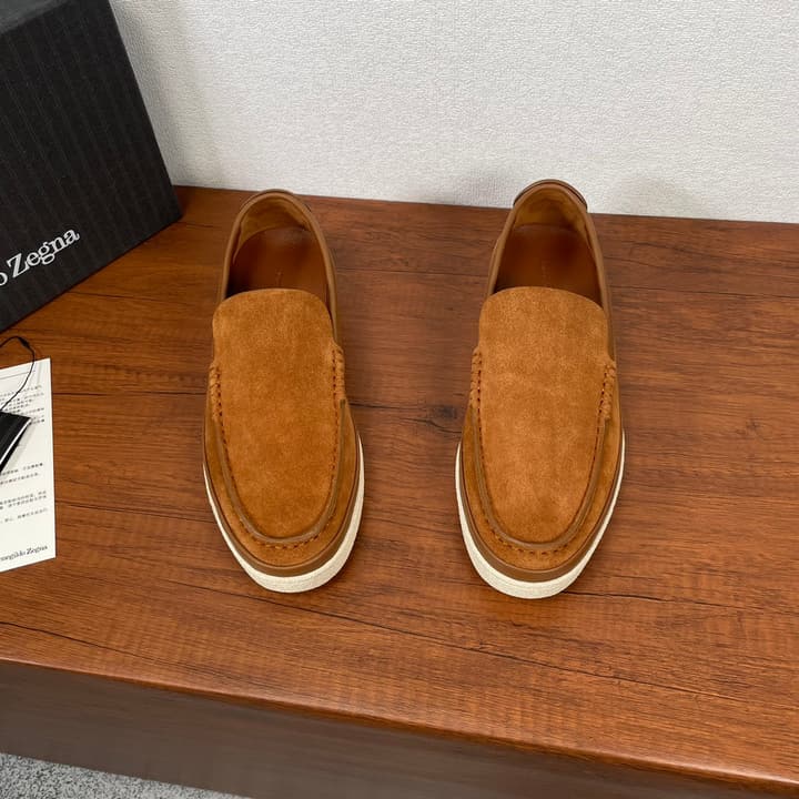 Zegna Men's Suede Leather Slip-On Loafers in Black Suede Loafer