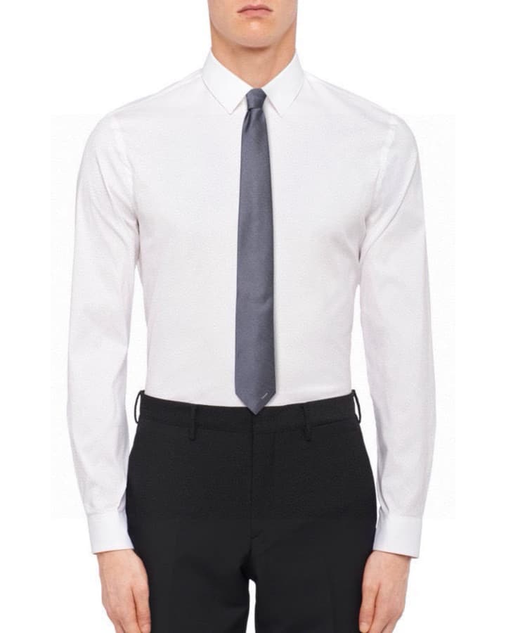 Prada Men's Logo Jacquard Tie in Gray