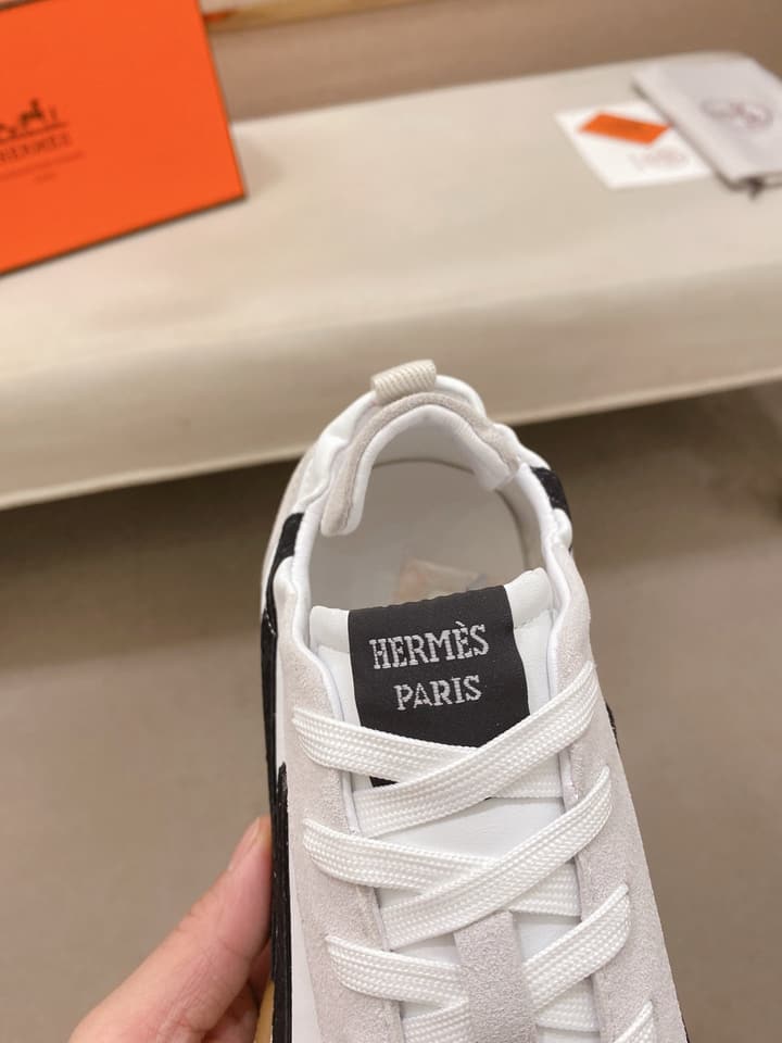 Hermès Suede and Goatskin H Detail Sneakers