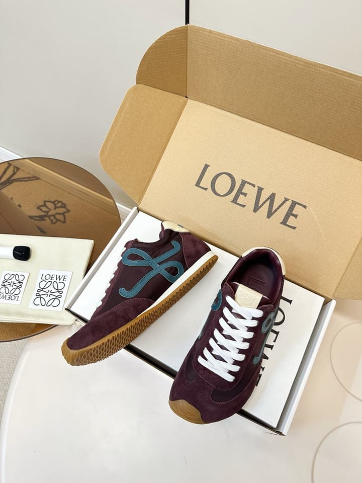 Loewe Ballet Runner 2.0 Burgundy Sneakers in Wine Red Suede