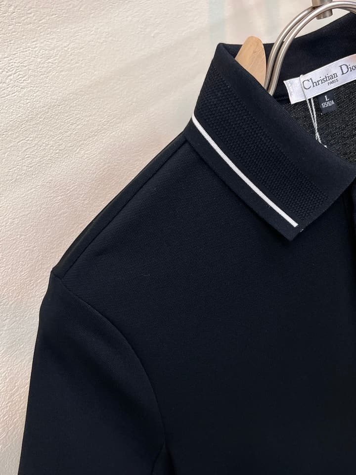 Dior Embroidered Logo Piqué Cotton Polo Shirt – 2026 Spring/Summer Collection in Classic Black