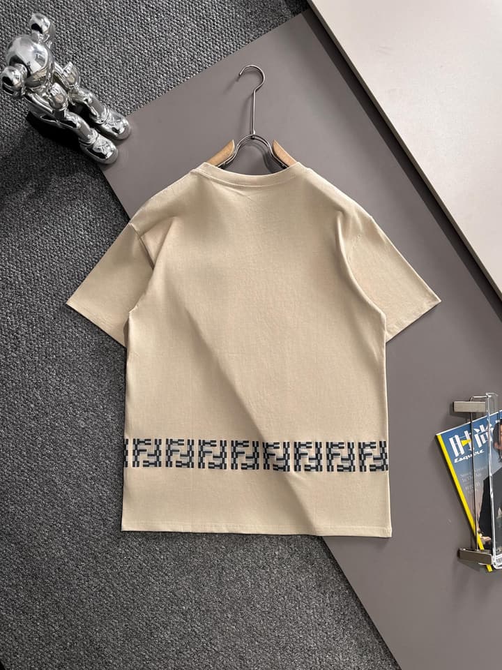 Fendi Flocked Double F Logo Zipper Pocket T-Shirt – 2025SS in Black