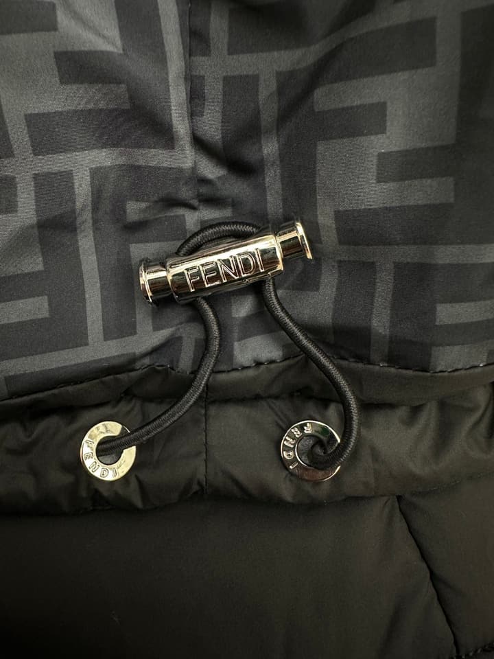 Fendi Black Collar Padded Jacket in Black Padded Jacket