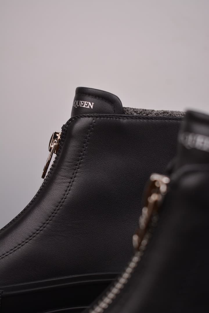 Alexander McQueen Tread Slick Front-Zip Ankle Boots