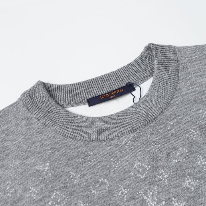 Louis Vuitton Crewneck Jacquard Logo Sweater in Grey Jacquard Sweater