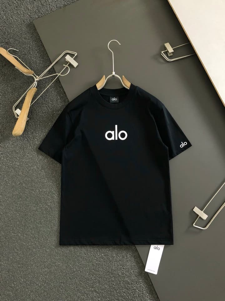 Alo Yoga Double-Yarn Cotton T-Shirt – 25SS Collection in Black