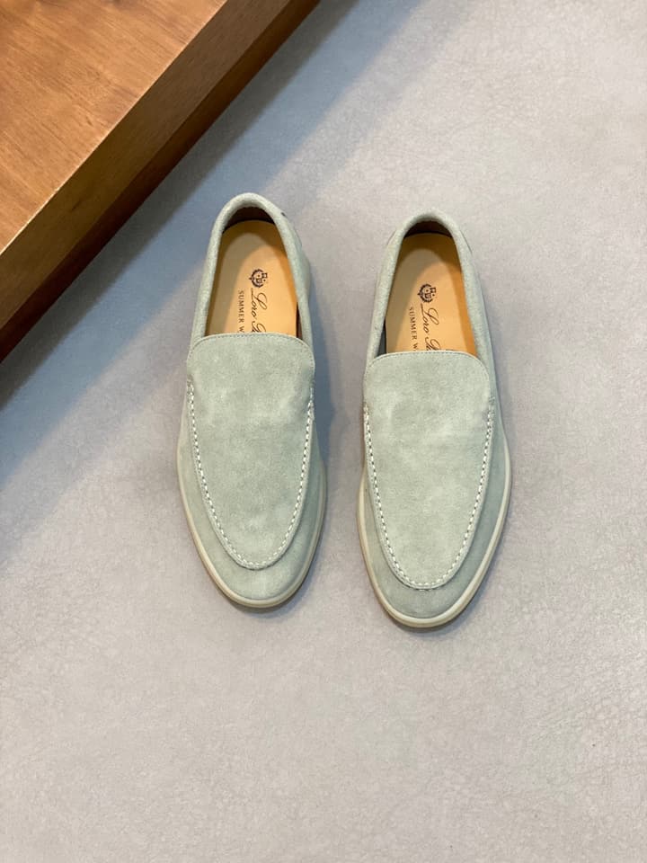 Loro Piana Unisex Suede Leather Loafers in Cream Suede
