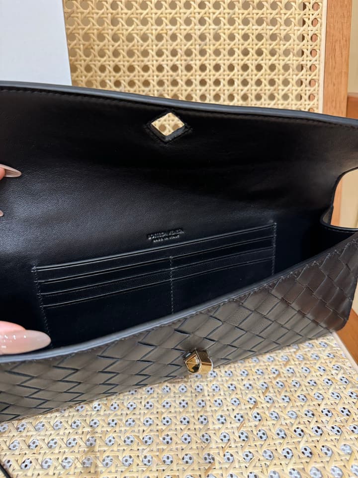 Bottega Veneta Andiamo Clutch Bag in Black Intrecciato