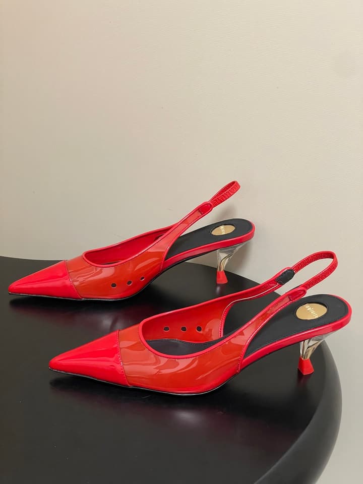 Saint Laurent Pointed PVC Slingback Sandals – 26SS in Beige