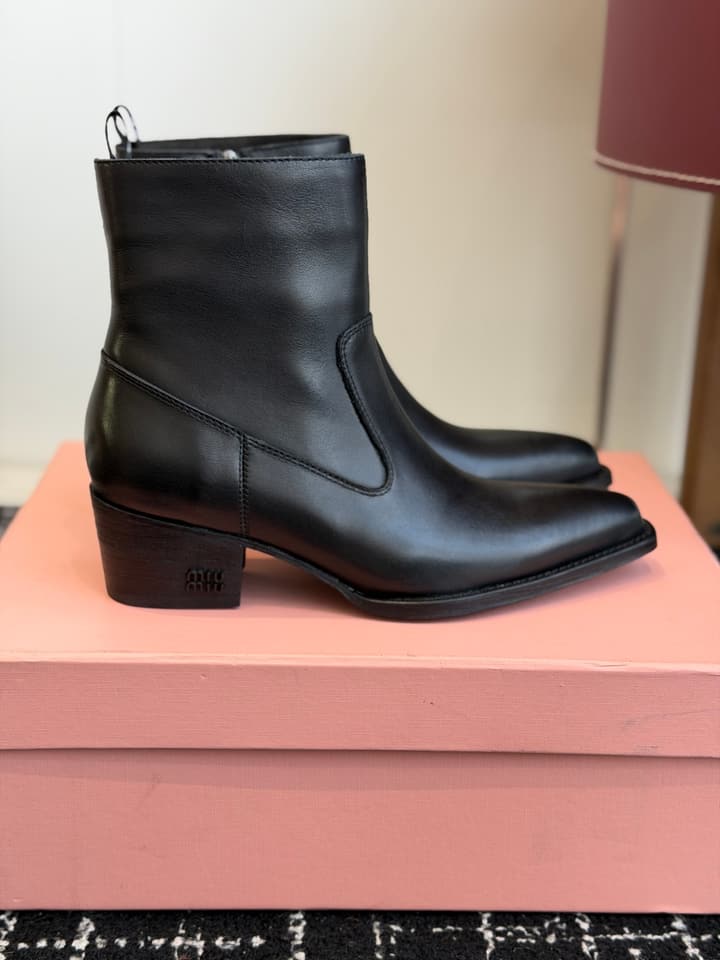 Miu Miu Distressed Leather Biker Boots – 2026SS