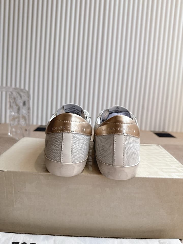 Golden Goose Distressed Leather Sneakers in Dark Green