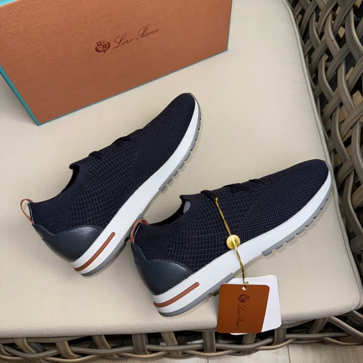 Loro Piana Flexy Walk Wool Knit Sneakers in Midnight Blue