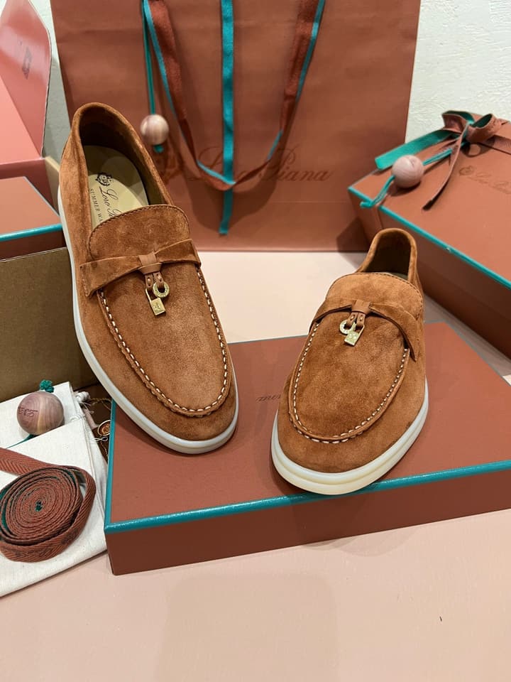 Loro Piana Classic Suede Backless Mules in Ash Blue Suede