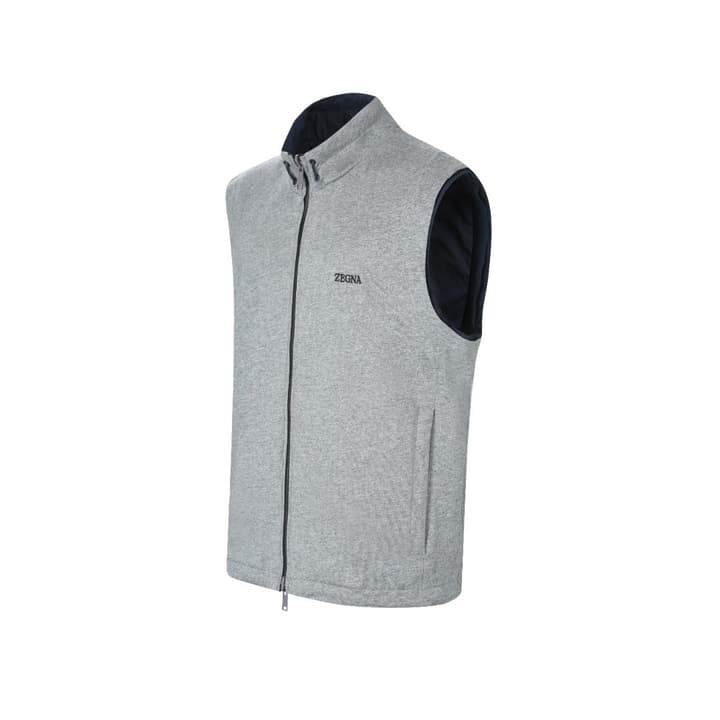 Zegna Microfiber Reversible Brezza Vest in Dark Blue