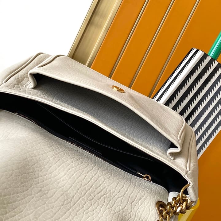 Saint Laurent Niki Medium Flap Bag in Cream Leather