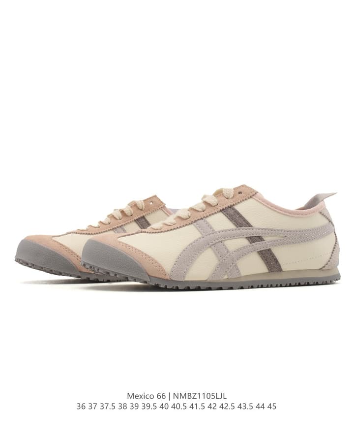 Onitsuka Tiger Mexico 66 Slip-On Sneakers in Cream Beige With Taupe Stripes