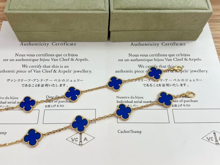 Van Cleef & Arpels Vintage Alhambra Blue Agate Bracelet