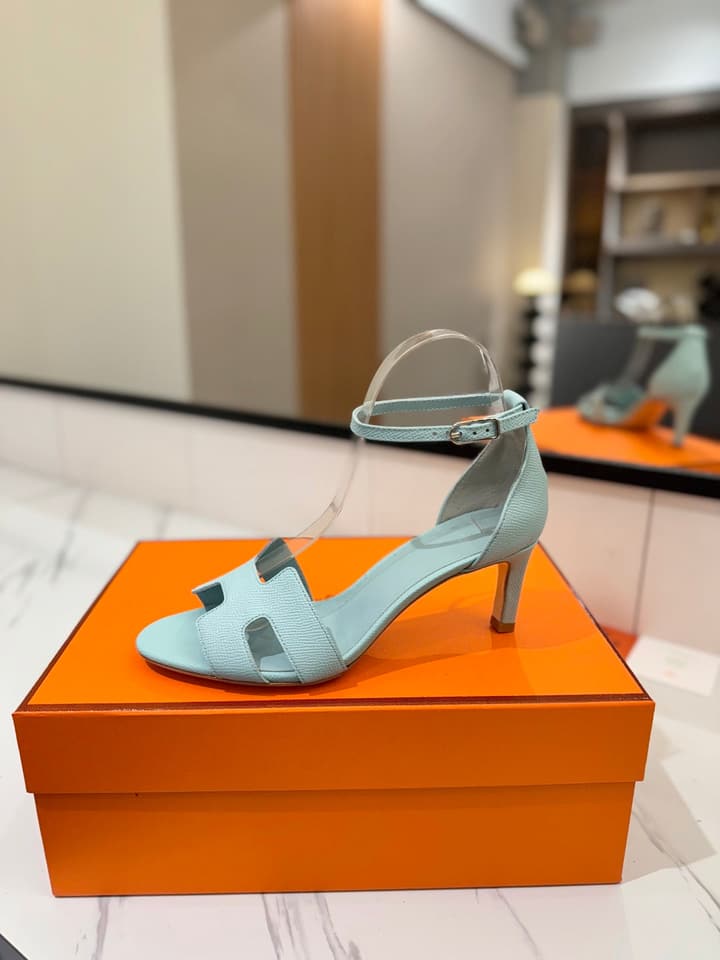 Hermès Classic Palm Grain Cowhide Heels – 6.5cm in Black