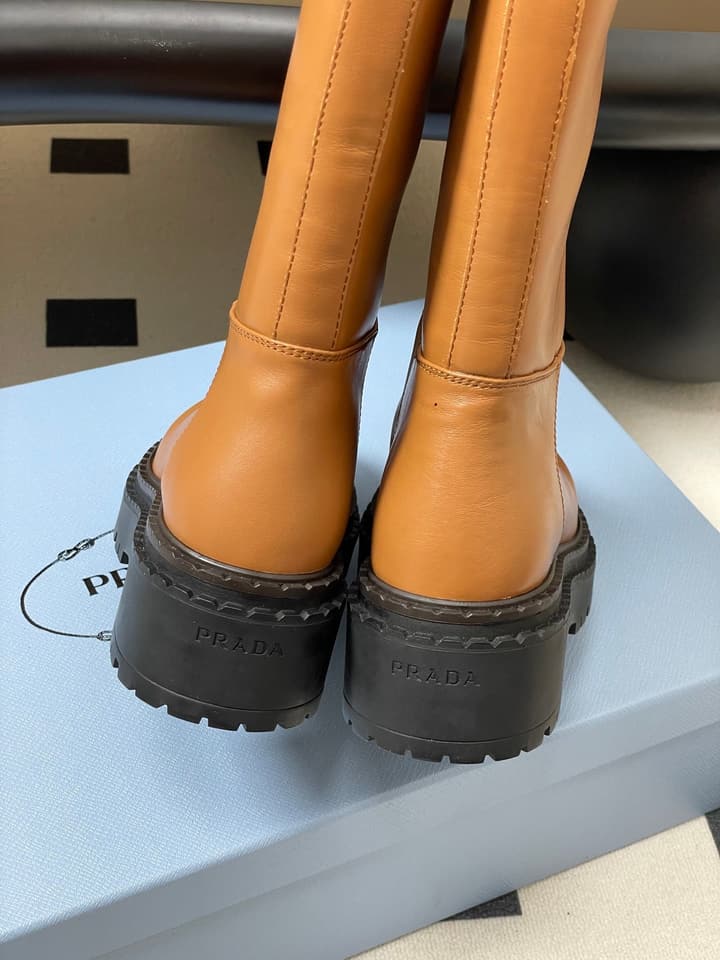 Prada Platform Leather Knight Boots – 25FW in Black