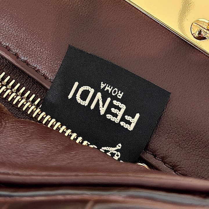 Fendi Peekaboo Embossed Crocodile Handbag in Classic Black Croc Embossed