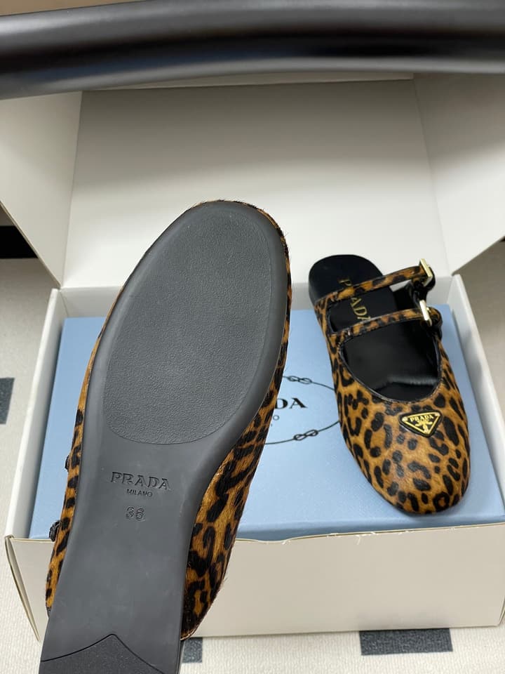 Prada Wrinkled Patent Ballet Flats – 25SS in Leopard Print