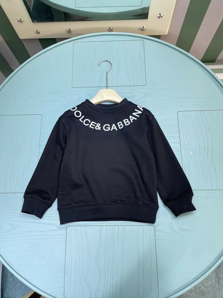 Dolce & Gabbana Kids Round Neck Sweatshirt – Kids Collection – 25FW in Black With White Logo